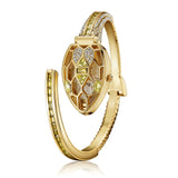 Fashion Snake Bling Watch Bracelet Copper Inlaid Rhinestones Cuff Bangle For Women