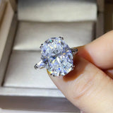 Luxury 3-10 Carat Oval Cut VVS1 D Colour Moissanite Diamond Silver Wedding Ring
