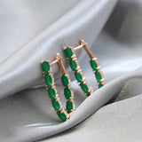 Luxury Oval Cut AAA Emerald Green Zircon Crystal Long Tassel Elegant Earrings