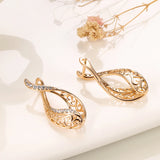 14K Gold Filled Fashion Trendy AAA Zircon Diamonds Hollow Drop Vintage Earrings