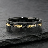 Mens 6/8mm Black Gold Meteorite Gold Foil Tungsten Carbide Rings Men's Wedding Rings