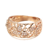 14K Rolled Gold New Luxury Hollow Flower Inlay AAA Zircon Diamonds Vintage Rings