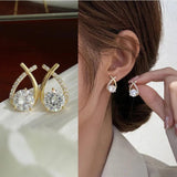 New Arrival 0.5ct Moissanite Diamonds Drop Fishtail Cross Piercing Silver Stud Earrings, Trendy Women's Jewellery - The Jewellery Supermarket
