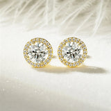 Super 5mm/6.5mm Moissanite Diamonds Halo Stud Earrings for Women Men Fine Jewellery