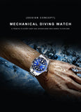 New 38mm Diver Mens Watch Japan NH35A Automatic Mechanical Sapphire Glass Date Luminous 200M Waterproof Wristwatch