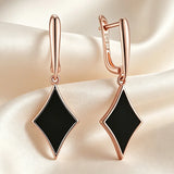 14 Karat Rolled Gold Vintage Black Stone Dangle Earrings High Quality Daily Fine Jewellery