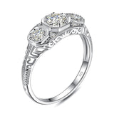 Amazing 3 Stone Mossanite Diamonds Rings With GRA Certificate Wedding Engagement Bridal Handmade Silver Jewellery