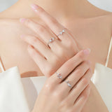 Romantic Love AAAA Lab Created Diamond 925 Sterling Silver Adjustable Chain Ring