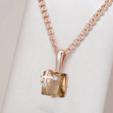 14K Gold Filled Brown AAA Zircon Crystal Unique Fashion Pendant And Necklace
