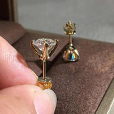 Splendid 18KGoldPlated D Colour Moissanite Diamonds 4 Claw Earrings - Classic Sterling Silver Fine Jewellery for Women - The Jewellery Supermarket