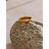 18K Smooth Stainless Steel AAA Zirconia Diamonds Round Square Delicate Trendy Ring