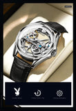 Luxury Brand New Fashion Original Skeleton Leather Strap Automatic Mechanical Wrist Watches for Men