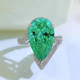 Excellent Water Drop AAAAA Paraiba Tourmaline High Carbon Diamond Party Promise Rings for Women, Fine  Jewellery