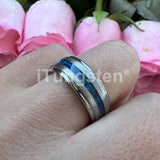 New Deer Antler Opal Stepped Special Brushed Finish Tungsten Ring for Men Women