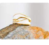 18K Gold Plated Fashion White Enamel Creative Irregular tainless Steel Open Stylish Ring