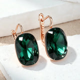 Luxury Emerald AAA Zircon Crystals 14k Rolled Gold Square Dangle Earrings