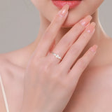 Exquisite AAA Zircon Diamonds Inlaid Silver Three Pearl Stackable Ring