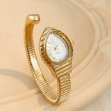 Waterdrop Case Single-Coil Snake Bangle Luxury Art Deco Inspired Ladies Watch