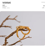 18K Gold Plated Exquisite Stainless Steel Natural Stone Shell Rotatable Open Unique Ring