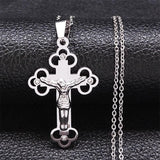 Catholic Christ Jesus Necklace Stainless Steel Religion Cross Pendant Necklace - Christian Gift Jewellery