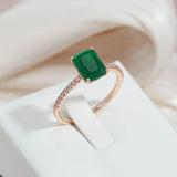 14K Rolled Gold Square Opal Dark Green AAA Zircon Crystal Vintage Style Rings For Women