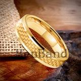 Carbon Fiber Inlay 4/6/8mm Gold Tungsten Engagement Wedding Rings for Men Women