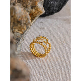 18K Gold Plated Exquisite Stainless Steel AAA Cubic Zirconia Multi Layer Stylish Ring