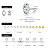 Marquise Cut Moissanite Helix Earrings 925 Sterling Silver Heart Screw Stud Earrings