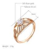 Luxury Shiny Oval Rolled 14K Rose Gold AAA Zirconia Diamonds Ethnic Bride Ring For Women - Daily Fine Jewellery