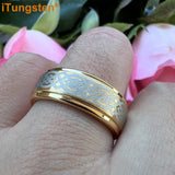 New Stepped Edges Laser Engraved Comfort Fit Men Women Tungsten Wedding Ring
