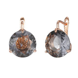 14 Karat Rolled Gold Big AAA Grey Zircon Crystals Fashion Drop Earrings For Women Jewellery