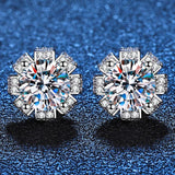 Radiant Atmospheric Petals Threaded Pt950 D Colour VVS1 2 Carat Total Moissanite Diamonds Fine Jewellery Earrings