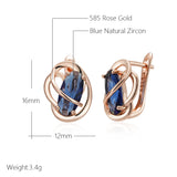 14 Karat Gold Filled Unusual Shiny Oval Blue AAA Zircon Crystals Luxury Dangle Earrings