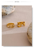 18K Gold Plated Delicate Stainless Steel AAA Zirconia Diamonds Layered Hollow Geometric Ring
