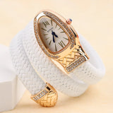 Unique Snake Shape AAA Luxury Fashion Quartz Watches Women's Zircon Diamonds Bling Gold Colour Ladies Watches
