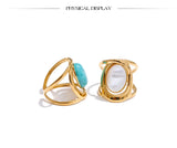 18K Gold Plated Exquisite Natural Stone Open Adjustable Glossy Popular Ring