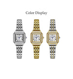 New Arrival Stainless Steel Square Luxury High Quality Fashion Rhinestone Crystals Ladies Watches