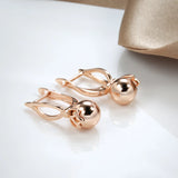 14K Gold Filled New Fashion Glossy Metal Round Ball Drop Unusual Long Earrings