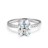 Fabulous 1-2 Carat Oval Cut VVS1 D Colour Moissanite Diamond Silver Wedding Ring