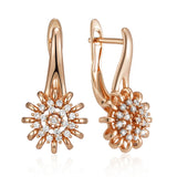 14 Karat Gold Filled Shiny AAA Zircon Diamonds Crystal Flower Dangle Earrings for Women