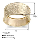 New Gold Colour Embossed Round Shape Wide Statement Bangle Cuff Bracelet for Women - Fashion Jewellery - The Jewellery Supermarket