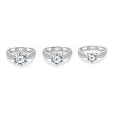 Classic GRA Certified 2CT 3CT Moissanite S925 Silver White Gold Plated Wedding Ring
