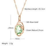 Luxury Geometric Light Green Rolled 14K Rose Gold AAA Zircon Crystals Necklace For Women - Trendy Jewellery