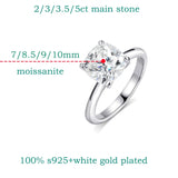 Amazing 1CT 2CT 3CT 3.5CT 5CT Cushion Cut VVS1 D Colour Moissanite Diamond Silver Ring