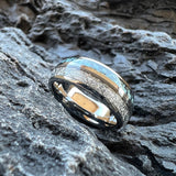 Meteorite Carbon Fiber Inlay 8mm Tungsten  Engagement Wedding Rings for Men Women
