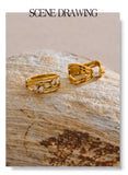 18K Gold Plated Delicate Stainless Steel AAA Zirconia Diamonds Layered Hollow Geometric Ring