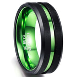 New Arrival Beveled Edge Blue Green Red Purple Tungsten Carbide Rings - Comfort Fit Men's Wedding Rings