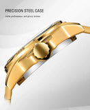 New Original Triangle Skeleton Automatic Mechanical Sport Stainless Steel High End Luxury Men Gold Tone Watches