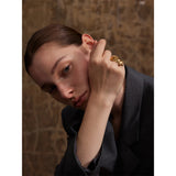 18K Gold Plated Stylish Design Stainless Steel Metal Leaf Leaves Open Ring Fashion Jewellery