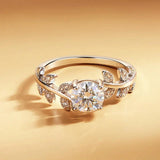 Fabulous Real 1ct Moissanite Diamond Leaf Rings S925 Silver 18k White Gold Colour Wedding Fine Jewellery With GRA